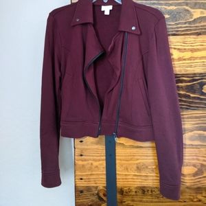 LuLaRoe Presley moto jacket burgundy S